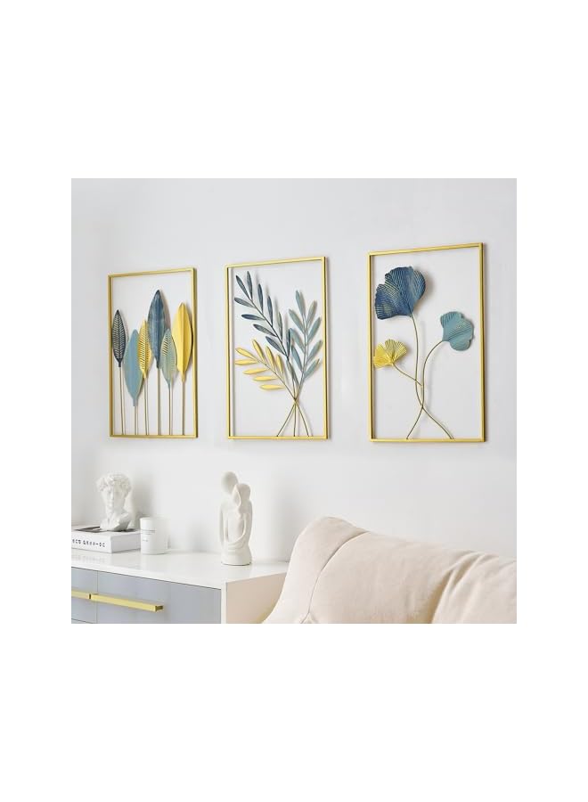 The Bros Gold Metal Wall Decor Leaf Wall Hanging Decoration, Set of 3 Metal Wall Art Home Decor for Living Room Office Bedroom Hotel - Image 5