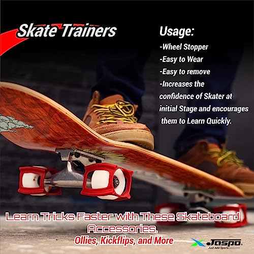 Jaspo Skate Trainers Wheel stoppers for Roller Skates and Skateboards for Beginners & learners to Learn Tricks-Safe, and Easy- Ollies, Kickflips and More- All Ages(Black) (Skate Trainer-Pack of 4pcs) - Image 5