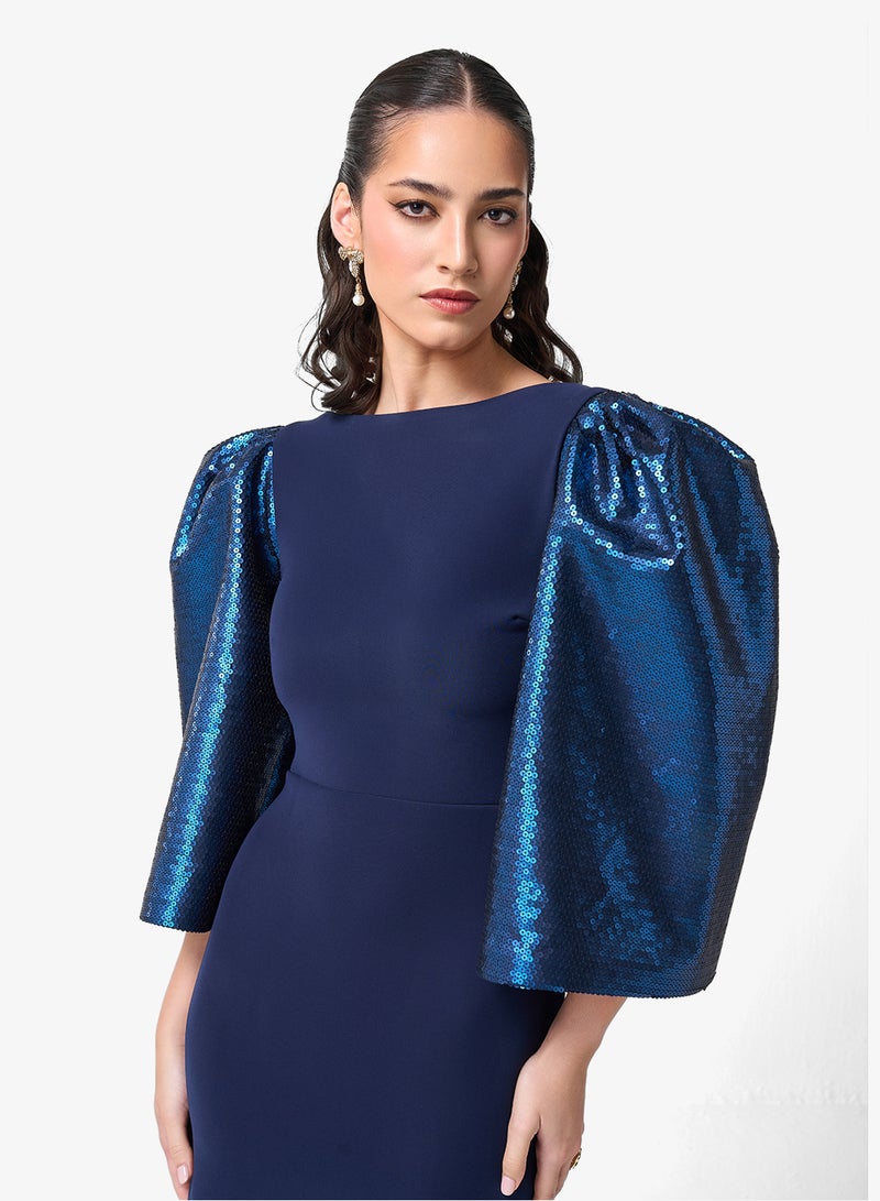 Threadz by Ajooni Flared Sleeve Side Slit Maxi Dress - Image 3