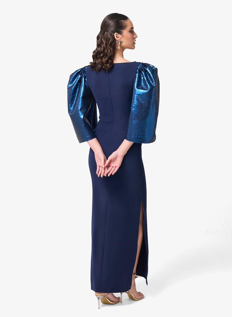 Threadz by Ajooni Flared Sleeve Side Slit Maxi Dress - Image 2