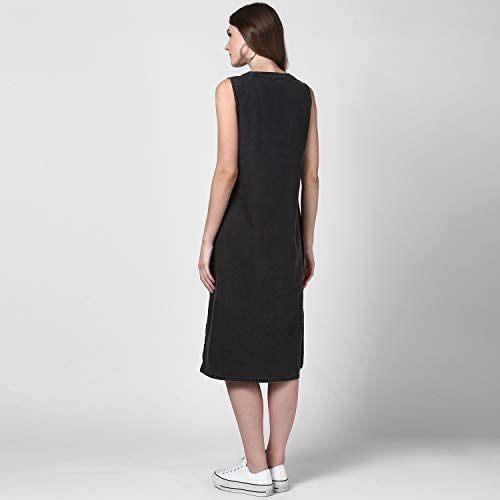StyleStone Women's Black Denim Shirt Knee-Length Dress (3647BlkSydneyS), Small - Image 2