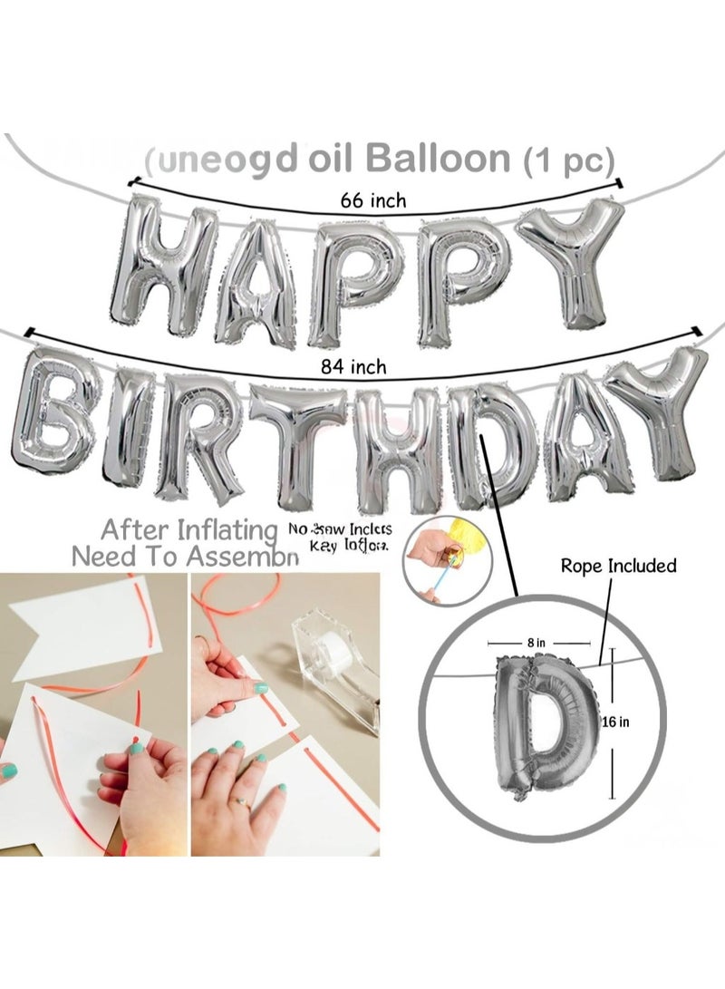 2 Pcs Happy Birthday Silver Foil Balloon Banner with Glue Dots – Party Decoration Set - Image 3