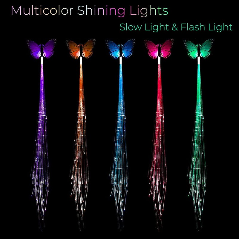 B-LADY BLADY 10Pcs Butterfly LED Fairy Hair Clips For Dark Party Neon Rave Accessories for Women Girls - Image 4