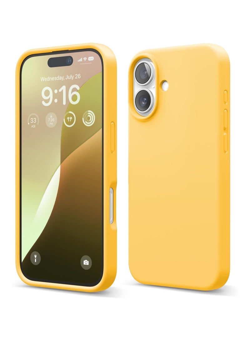 Silicone Case Compatible with iPhone 16, Slim Liquid Silicone Phone Case with 3-Layer Soft Rubber Shockproof Bumper with TPU Lining (Sunshine Yellow)