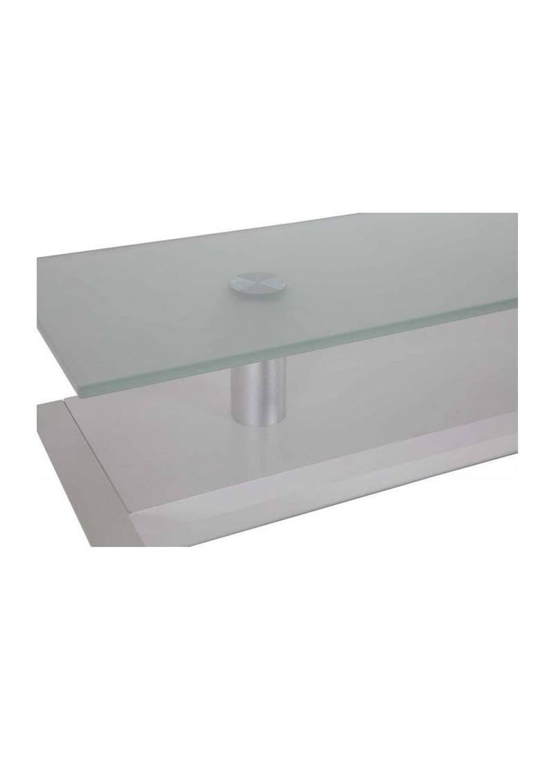 Mahmayi - Mahmayi Modern Executive Reception Desk, Office Reception Desk with Glass top and Lockable Drawers - 140cm - White - Image 1