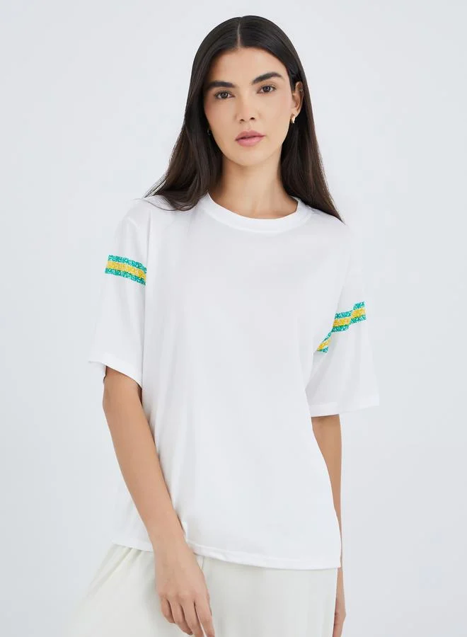 Take Two Take Two Striped Detail T-Shirt and Pyjama Set