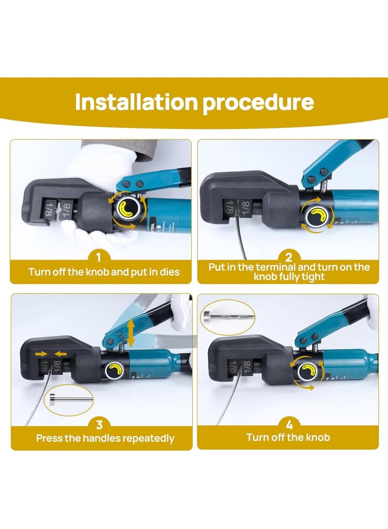 GGOOT Hydraulic Crimping Tool Hydraulic Crimper with Wire Cutter Cable Railing Kit for 1/8" Stainless Steel Cable Railing Hardware Heavy Duty Wire Rope Swaging Kit HT02 - Image 5