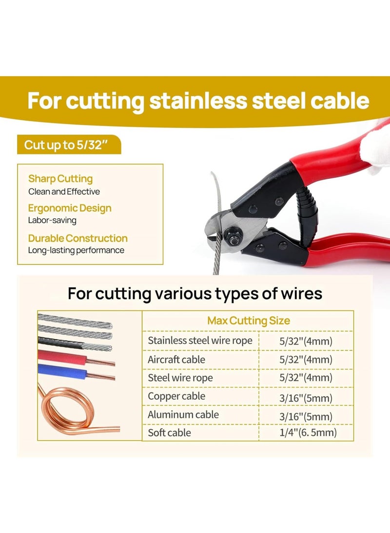 GGOOT Hydraulic Crimping Tool Hydraulic Crimper with Wire Cutter Cable Railing Kit for 1/8" Stainless Steel Cable Railing Hardware Heavy Duty Wire Rope Swaging Kit HT02 - Image 4
