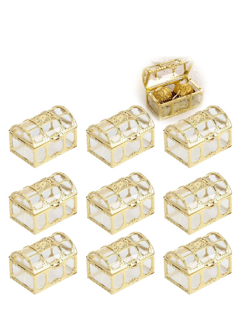 KASTWAVE صندوق الكنز علبة الحلوى، 12 قطعة صندوق الكنز الإبداعي جرة شفافة لصندوق المجوهرات تغليف الشوكولاتة هدية تزيين صندوق عرض لحفلات الزفاف والذكرى生日 هدية (ذهبي) - Image 1