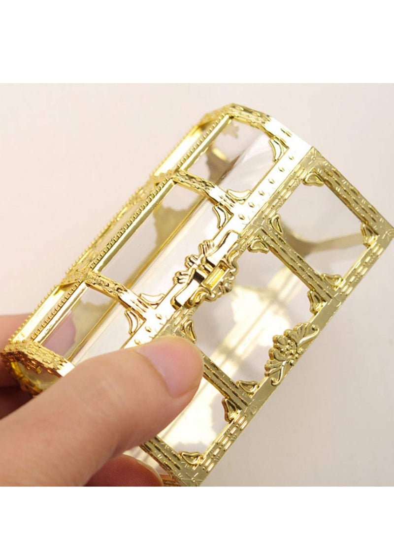 KASTWAVE صندوق الكنز علبة الحلوى، 12 قطعة صندوق الكنز الإبداعي جرة شفافة لصندوق المجوهرات تغليف الشوكولاتة هدية تزيين صندوق عرض لحفلات الزفاف والذكرى生日 هدية (ذهبي) - Image 5