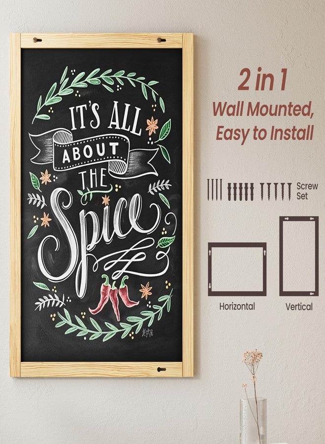 Chezerra 2-in-1 Double-Sided Magnetic Chalkboard 24"x16", Chalk Calendar Board & Large Blackboard for Kitchen & Home Decor, Schedule, Menu, Back-to-School Gift - Hanging Chalk Board with 2 Liquid Pens, Wood - Image 5