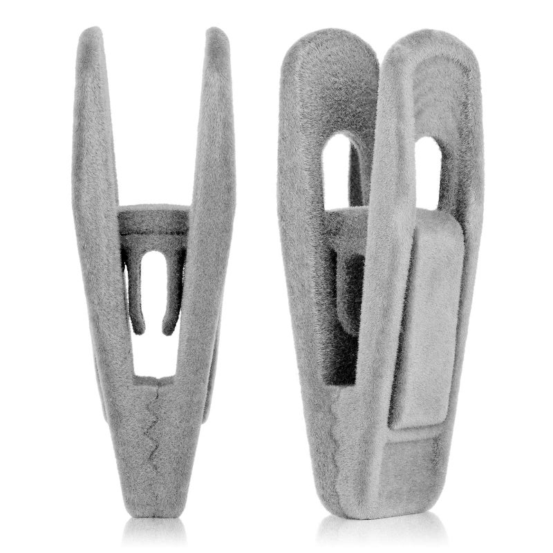 Tinfol Velvet Hangers Clips  50Pack Gray Pants Velvet Clips  Clothes Hanger Clip  Large Opening Clip Strong Finger Flocked Clips Perfect for Use with Slim-line Clothes Velvet Hangers - Image 1