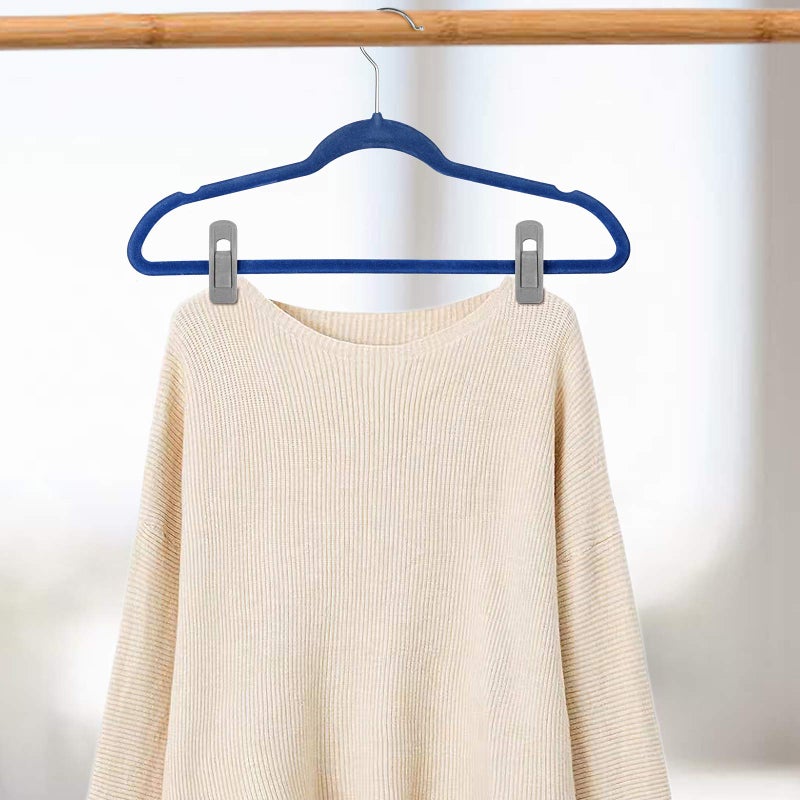 Tinfol Velvet Hangers Clips  50Pack Gray Pants Velvet Clips  Clothes Hanger Clip  Large Opening Clip Strong Finger Flocked Clips Perfect for Use with Slim-line Clothes Velvet Hangers - Image 5
