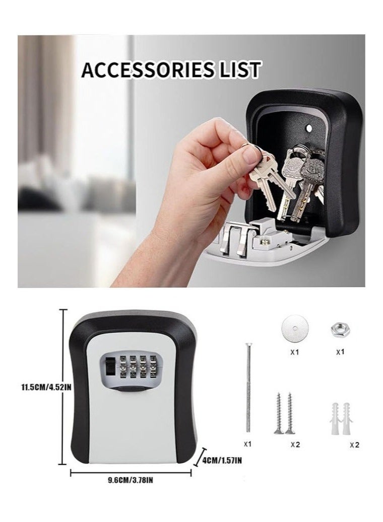 Happy Home Key Lock Box, 4 Digit Combination Key Storage Safe Lockbox, Waterproof Wall Mount Key Safe Box Hide 5 Keys for Indoor, Outdoor, Home, Office, Gray and Schools - Image 2
