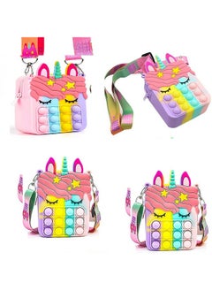 Manos Sling Bag Unicorn Fidget Toy Bag with Pop It Bubble Sensory Toy, Multicolour, Set of 4  - Image 1