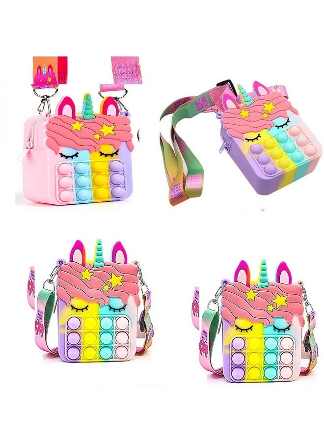 Manos Sling Bag Unicorn Fidget Toy Bag with Pop It Bubble Sensory Toy, Multicolour, Set of 4  - Image 1