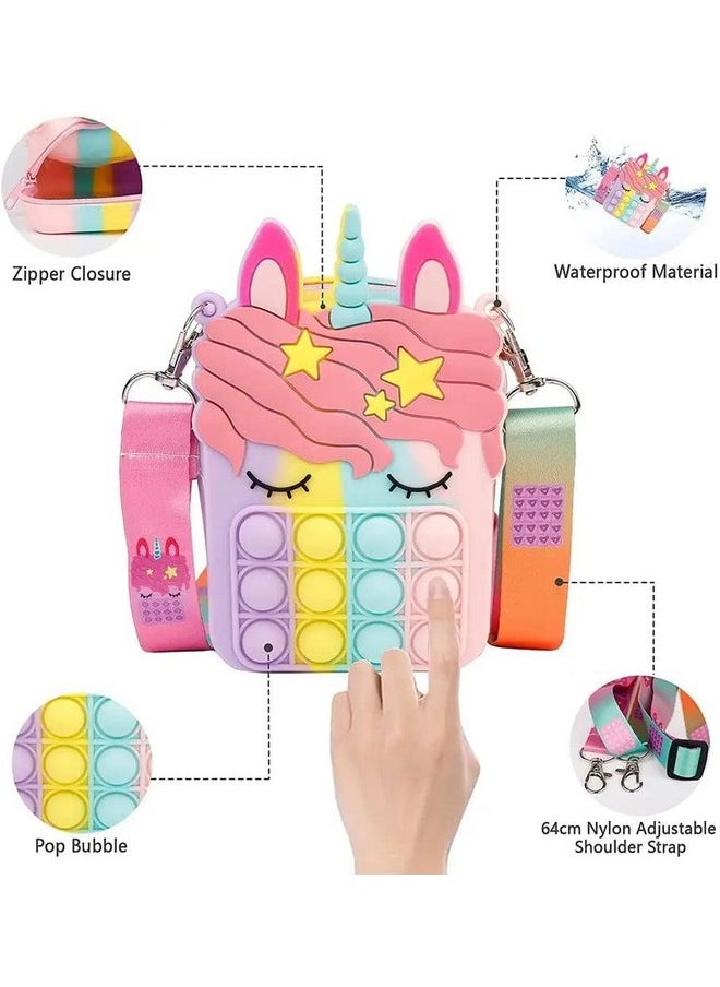 Manos Sling Bag Unicorn Fidget Toy Bag with Pop It Bubble Sensory Toy, Multicolour, Set of 4  - Image 4