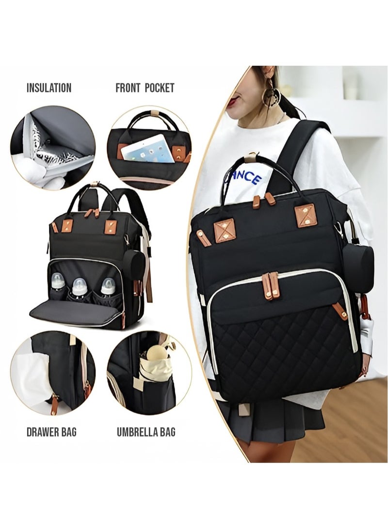 Baby Multifunctional Diaper Bag Backpack with Multi Purpose Pockets and Small Pacifier Case for Mom and Dad Travel Diaper Backpack Bag  - Image 3
