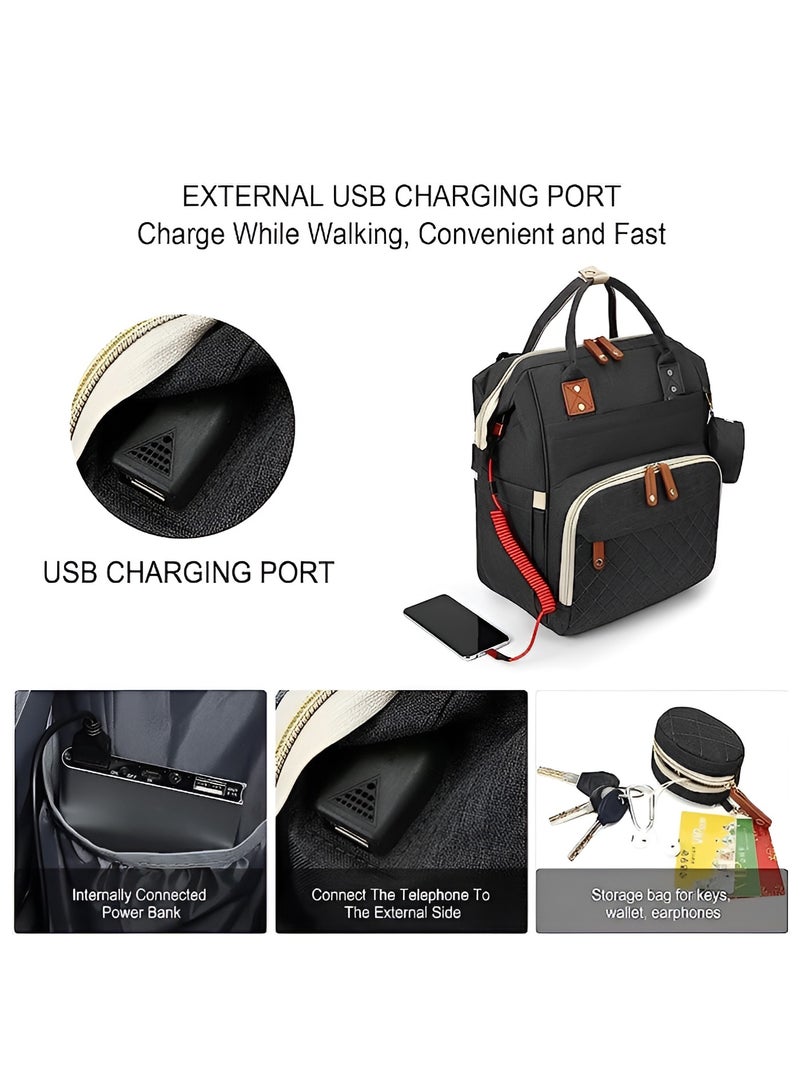 Baby Multifunctional Diaper Bag Backpack with Multi Purpose Pockets and Small Pacifier Case for Mom and Dad Travel Diaper Backpack Bag  - Image 5