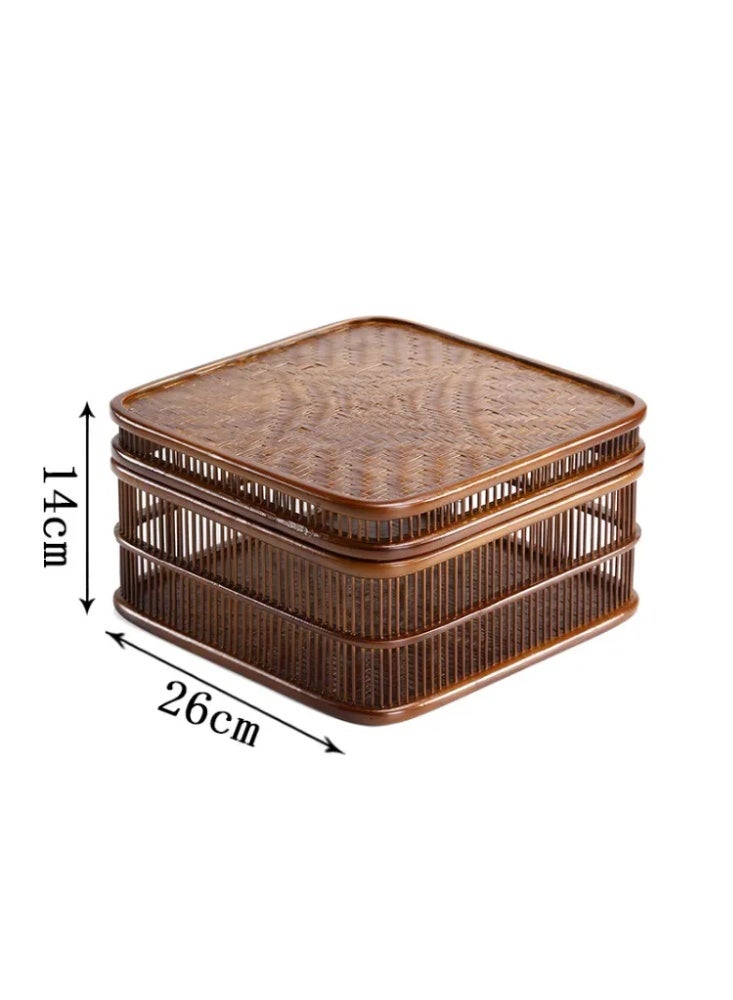 Bamboo woven square hollow storage box hollow decorative box - Image 5