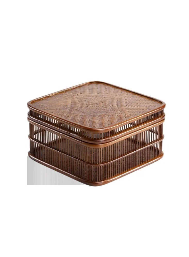 Bamboo woven square hollow storage box hollow decorative box - Image 2