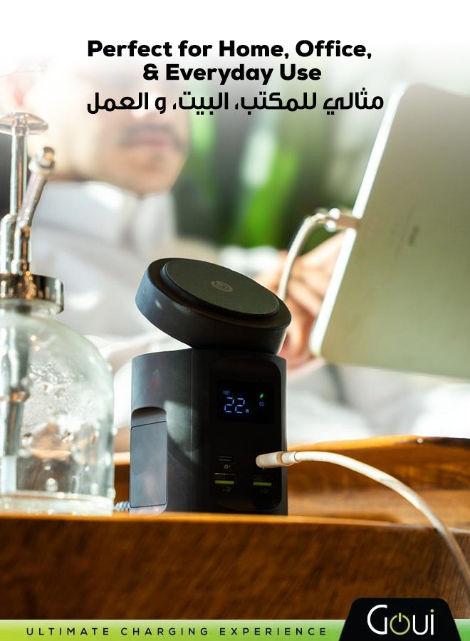 جوي شاحن مكتبي لاسلكي بوست بقدرة 65 واط – محطة شحن متعددة بـ 4 منافذ مع PD و QC 3.0، شحن لاسلكي 15 واط (متوافق مع Qi و MagSafe)، شاشة رقمية، مثالي لشحن عدة أجهزة في المنزل أو المكتب - Image 5