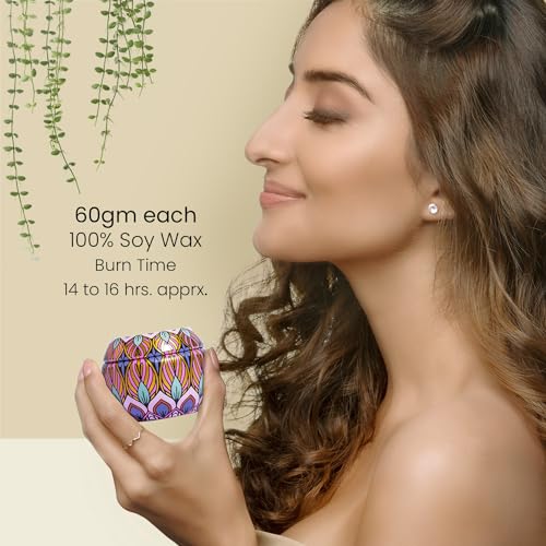 BRYAN  CANDY Bryan & Candy Scented Candles Gift Set for Men & Women,60gm Each Soy Wax Eco-Friendly Printed Tin, Pack of 2 (Lavender Citrus & Bulgarian Rose) - Image 4