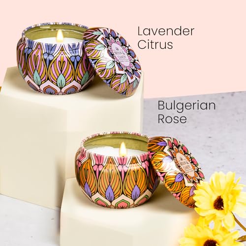 BRYAN  CANDY Bryan & Candy Scented Candles Gift Set for Men & Women,60gm Each Soy Wax Eco-Friendly Printed Tin, Pack of 2 (Lavender Citrus & Bulgarian Rose) - Image 3