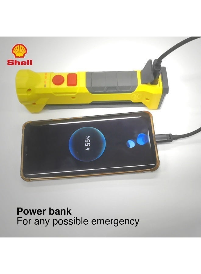 Shell automotive SHELL Rechargeable LED Work Light | 3-in-1 COB Floodlight & Spotlight | 5000mAh Power Bank | Magnetic Base | Foldable & Rotatable | IP65 Waterproof | for Garage, Car, Camping & Outdoor Use - Image 5