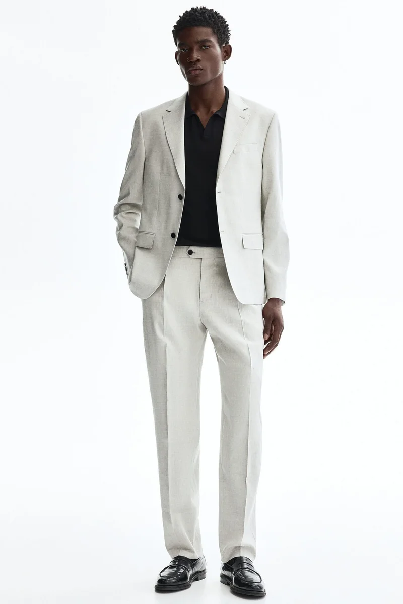 H&M Regular Fit Linen-blend suit trousers