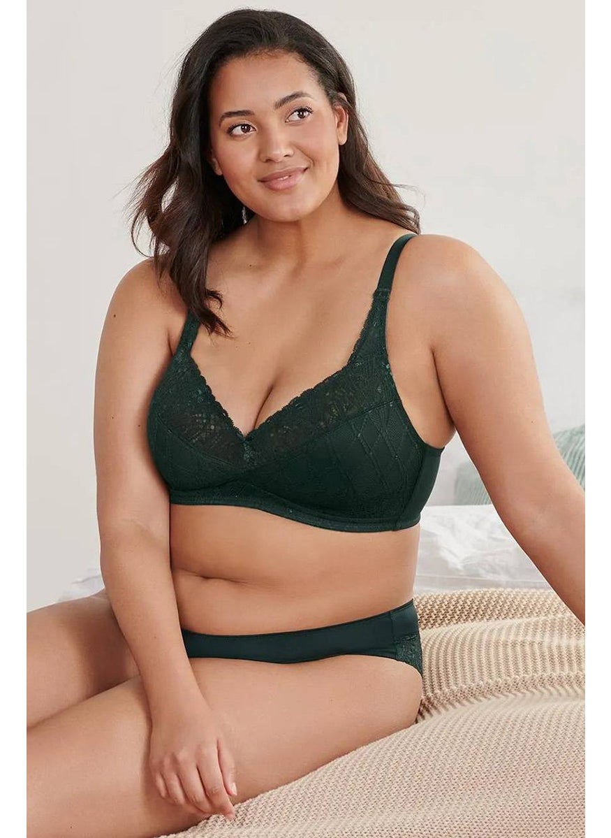 Tchibo Women Non Padded No Underwire Lace Bra, Green  - Image 1