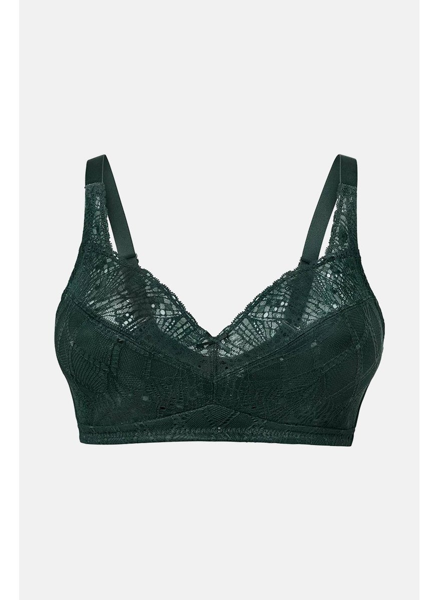 Tchibo Women Non Padded No Underwire Lace Bra, Green  - Image 3