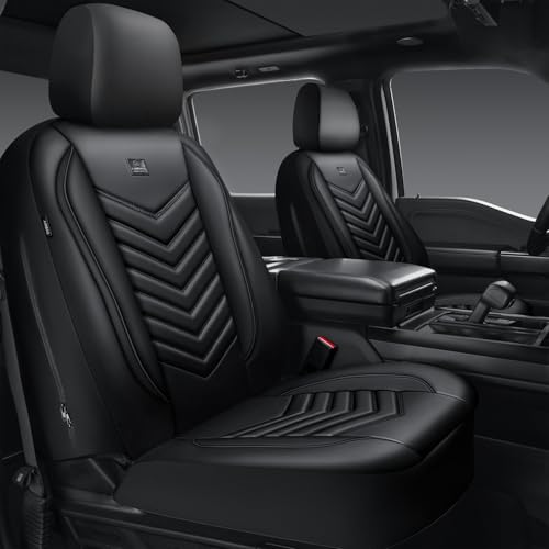 CAR PASS 3D Foam Faux Leather Seat Covers Front SeatsWaterproof Leather Front Seat Cover for CarsLuxury Universal Fit for SUV Truck Sedan Automotive Armrest Airbag Compatible AntiSlip Black - Image 1