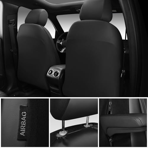 CAR PASS 3D Foam Faux Leather Seat Covers Front SeatsWaterproof Leather Front Seat Cover for CarsLuxury Universal Fit for SUV Truck Sedan Automotive Armrest Airbag Compatible AntiSlip Black - Image 4