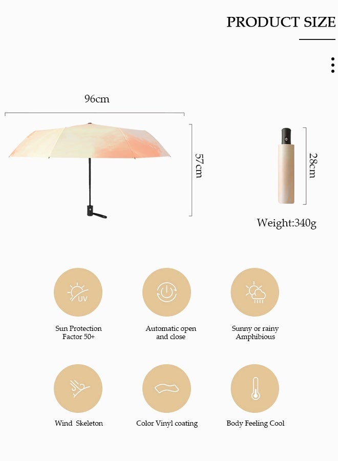 DUNISO Windproof Folding Travel Umbrella, Anti-UV Sun Protection Rainproof Umbrella, Compact Portable Windproof Umbrella for Women's - Image 2