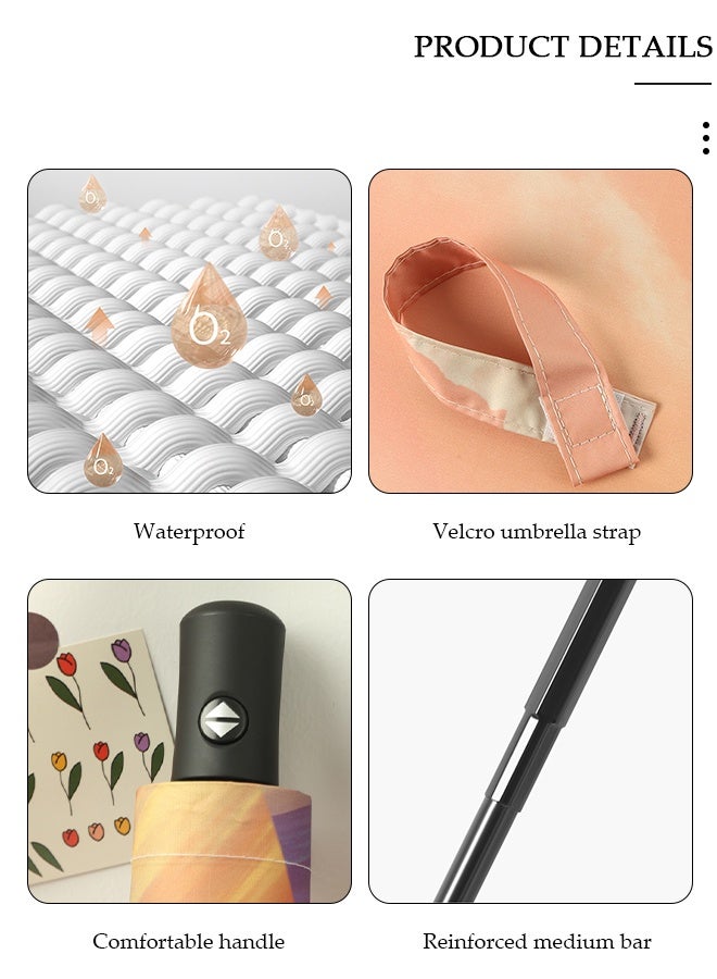 DUNISO Windproof Folding Travel Umbrella, Anti-UV Sun Protection Rainproof Umbrella, Compact Portable Windproof Umbrella for Women's - Image 3