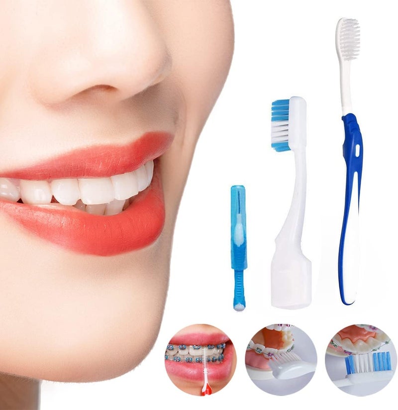 Ceonam Braces Cleaning Kit for Teeth, Portable Orthodontic Toothbrush Kit Oral Care Dental Travel Kit - Interdental Brush Dental Wax Dental Floss Toothbrush Box (Blue) - Image 4