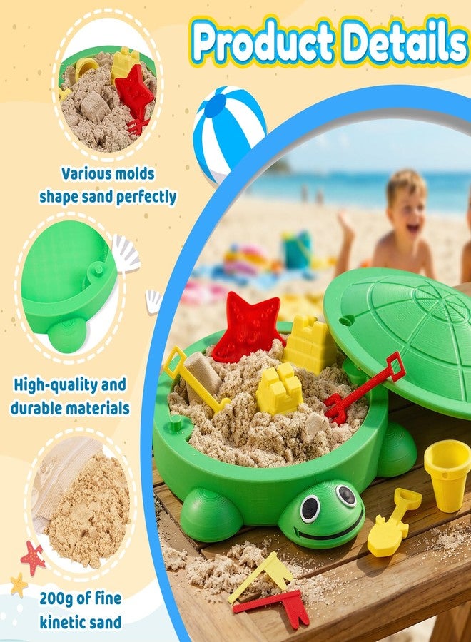 Aodomis 7.1 in Desktop Turtle Sandbox with Lid -17Pcs MINI Desk Zen Garden Kit with Varied Molds, Tools & Sand, Mini Zen Garden for Desk, Stress Relief Desk Toys Gifts for Office for Adults (Turtle) - Image 4