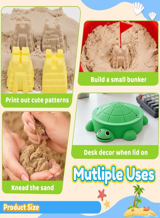 Aodomis 7.1 in Desktop Turtle Sandbox with Lid -17Pcs MINI Desk Zen Garden Kit with Varied Molds, Tools & Sand, Mini Zen Garden for Desk, Stress Relief Desk Toys Gifts for Office for Adults (Turtle) - Image 3