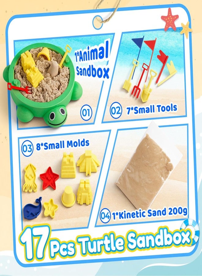 Aodomis 7.1 in Desktop Turtle Sandbox with Lid -17Pcs MINI Desk Zen Garden Kit with Varied Molds, Tools & Sand, Mini Zen Garden for Desk, Stress Relief Desk Toys Gifts for Office for Adults (Turtle) - Image 5