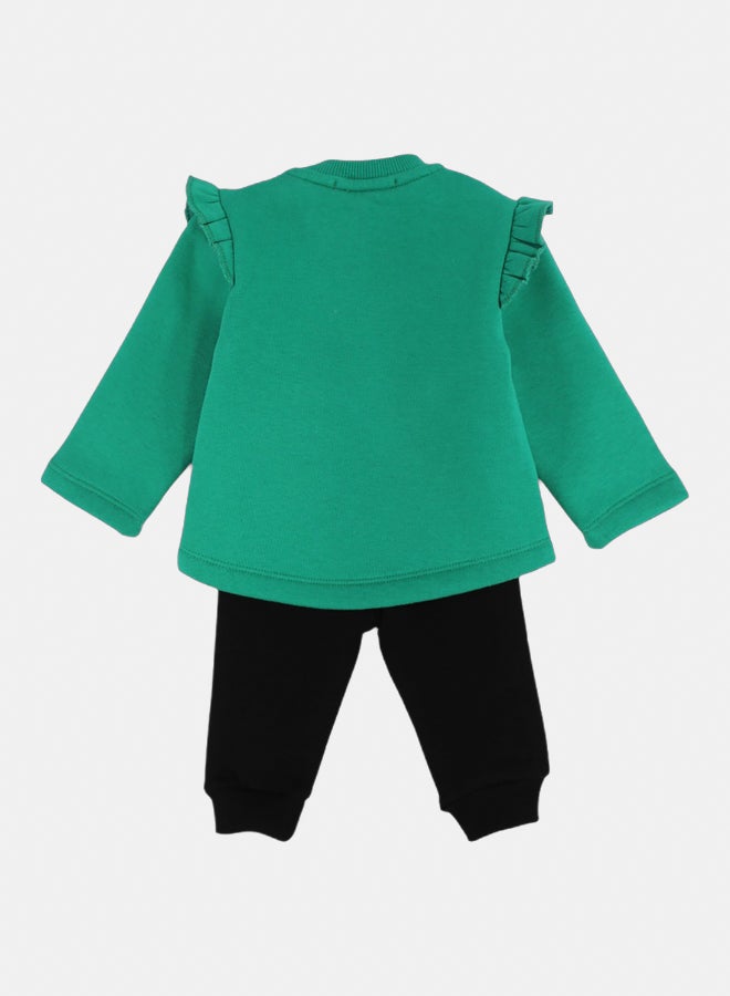 اوركيدز طقم بيجامة أطفال بنات خضراء بطبعة كلب داشهند في الثلج - Image 2