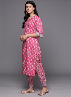 Libas Embroidered Straight Fit Kurta and Printed Trousers with Dupatta Set by Styli  - Image 2