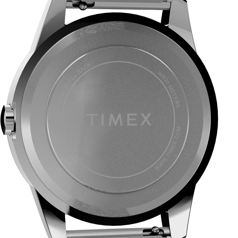 Timex Men's South Street Sport 36mm Watch Box Set â€“ Silver-Tone Case Black Dial with Silver-Tone Expansion Band + Black Leather Strap - Image 3