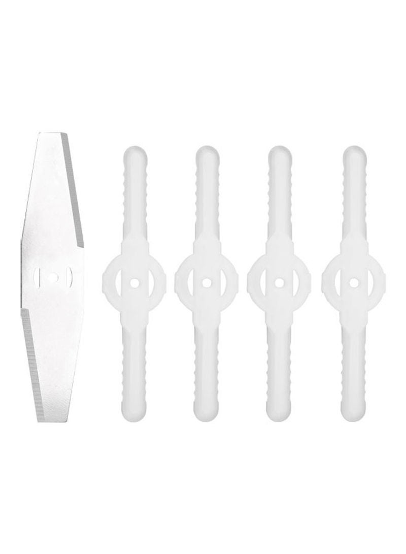 NIBEMINENT 5-Piece Lawn Mower Grass Trimmer Weeder Blades Set White And Silver 14cm - Image 1