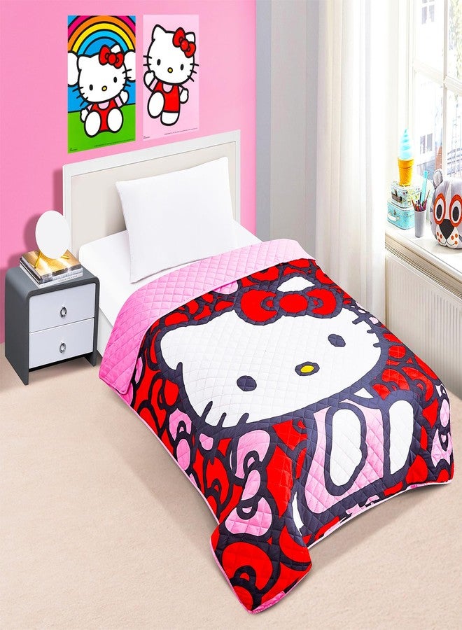 Hello Kitty Bedding Set Twin Bed - Bundle with Bedspread, Flat Sheet, Fitted Sheet, and Pillowcase for Twin Bed Plus Stickers, More - Image 5