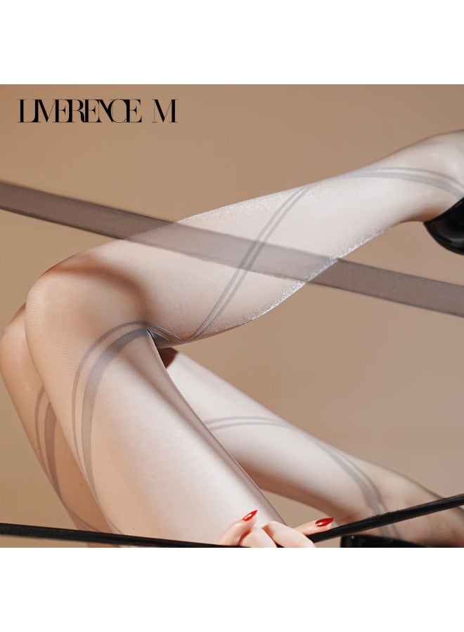 Limerence M Ultra-thin T-crotch Stockings Black Silk Smooth Women's Socks Off-white 1 Pair M - T-crotch Open Crotch - Image 1