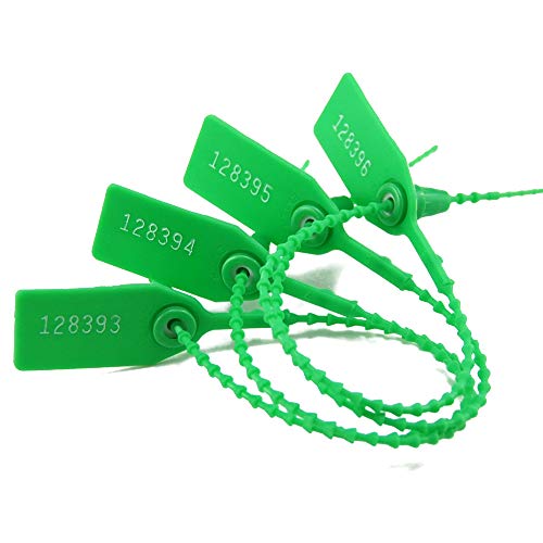 EASY Plastic Security Seals Tamper Evident Tags Self Locking Zip Ties Numbered Pull Tight Signage 250mm for Fire Extinguisher Truck Pack of 100 (Green) - Image 4