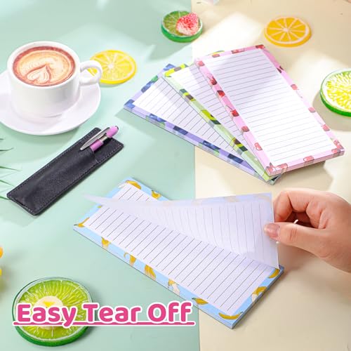 Thboxes 4 Pack Magnetic Note Pad for Fridge, Totally 200 Sheets Grocery List Magnet Pad for Refrigerator Magnetic Shopping List Pad with Pen Holder（Fruit Design） - Image 4