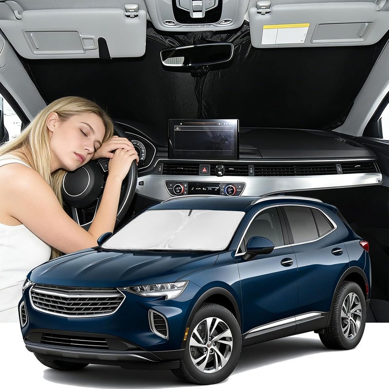 ZOIBV Windshield Sunshade for Buick Envision 2021-2026 Sun Shade Car Windshield Accessories Upgrade 4 Layers Blocks UV Rays Custom Fit Envision 240T Car Window Shades Keep Cool Foldable - Image 1