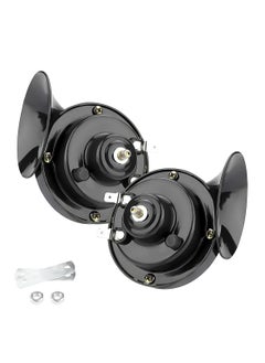 2PCS Super Loud 12V Waterproof Air Train Horns, Double Snail Horn Kit for Cars, Motorcycles, Trucks, Bikes, and Boats - Universal Automotive Accessories (Black)